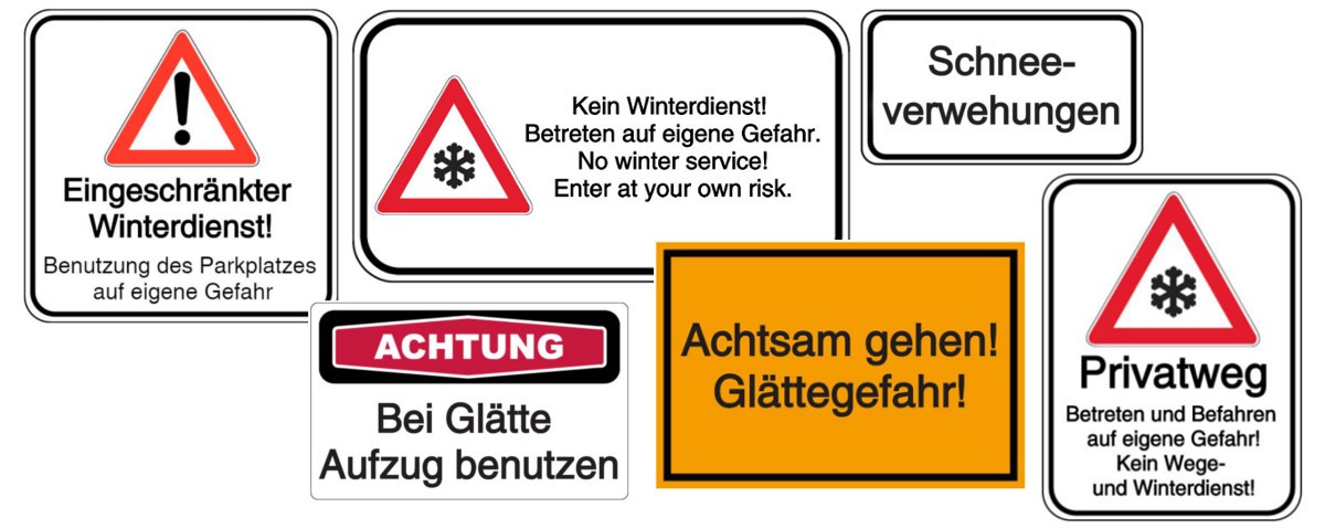 Individuelle Winterschilder für Ihr Betriebsgelände – einfach gestalten